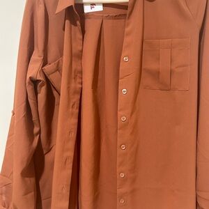 Rust color button down blouse